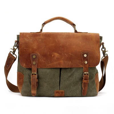 AT1 MESSENGER I VINTAGE™ Mallette porte-documents en canvas et cuir naturel, sac à bandoulière 5 couleurs 